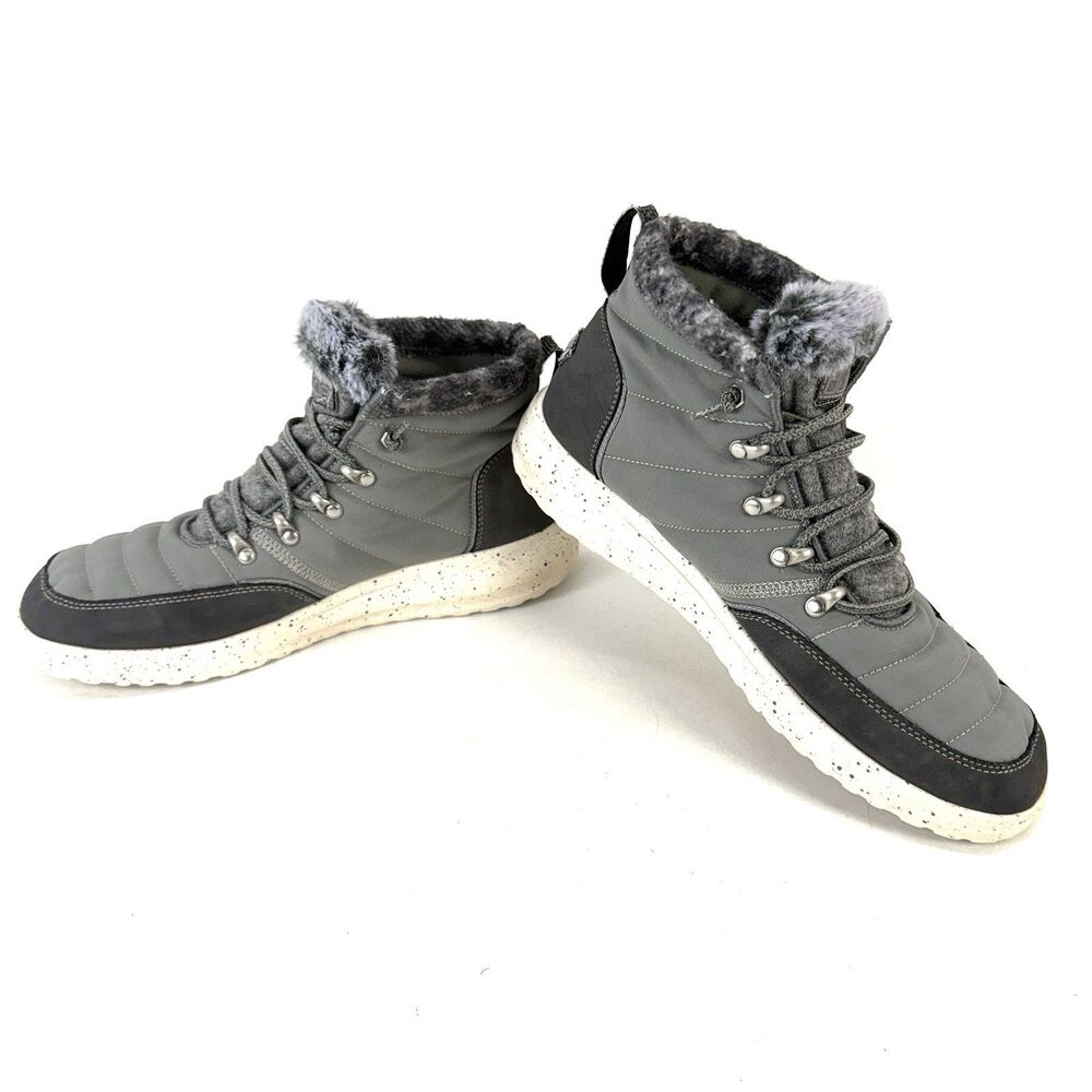 Hey Dude Brandy Women's Grey Slip On Faux Fur Comfort High Top Booties Size 11